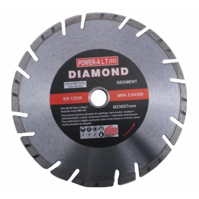 Deimantinis pjovimo diskas 230mm X1.8X2.6X7.0, segment/turbo (PAST0230) 4