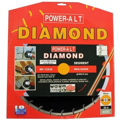 Deimantinis pjovimo diskas 400X25,4 mm (PA0400-25) 1
