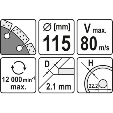 Deimantinis segmentinis pjovimo diskas 115mm (YT-6002) 1