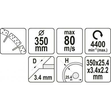 Deimantinis segmentinis pjovimo diskas | 350x25,4 mm (YT-60003) 2