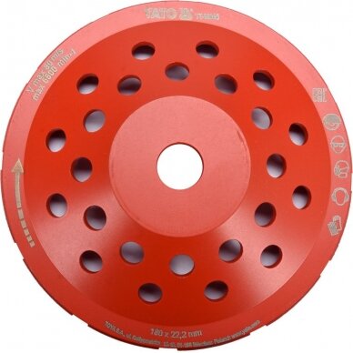 Deimantinis šlifavimo diskas | lėkštės tipo | M14x180 mm (YT-60323) 2