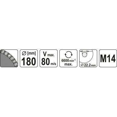 Deimantinis šlifavimo diskas | lėkštės tipo | M14x180 mm (YT-60323) 4