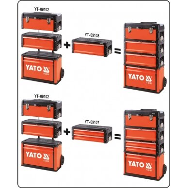 Dėžė įrankiams ant ratukų | metalinė | 3-jų dalių (YT-09102) 1
