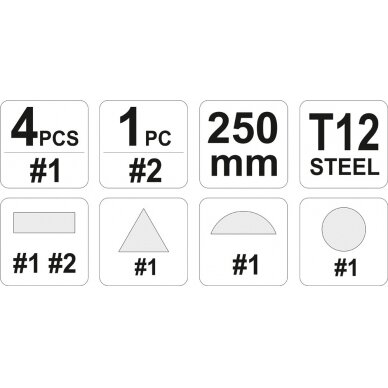 Dildės metalui | #1 / #2 | 5 vnt (YT-6238) 2