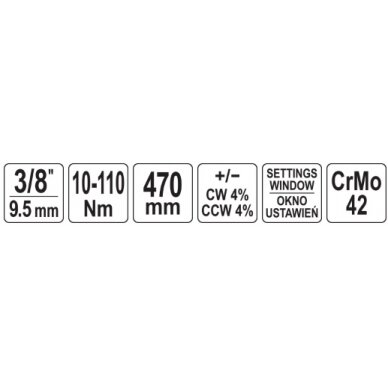 Dinamometrinis raktas | su skale | 10 mm (3/8") | 10 - 110 Nm (YT-07736) 4