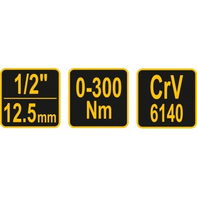 Dinamometrinis raktas VOREL 57451 | 1/2" | 0-300Nm 2