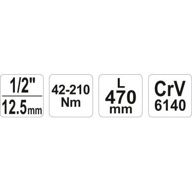 Dinamometrinis raktas YATO YT-0760 | 1/2" | 42-210Nm 5