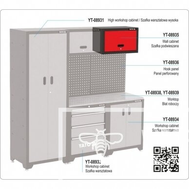 Dirbtuvės baldų komplektas YATO YT-09830 | MINI | STANDART | MAXI | 5-7 elementai | metalas 8