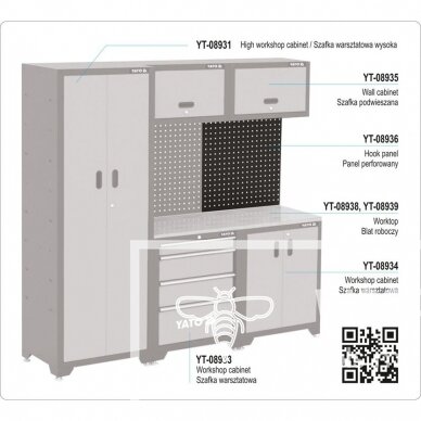 Dirbtuvės baldų komplektas YATO YT-09830 | MINI | STANDART | MAXI | 5-7 elementai | metalas 9