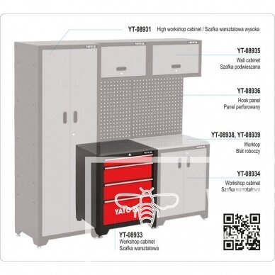 Dirbtuvės baldų komplektas YATO YT-09830 | MINI | STANDART | MAXI | 5-7 elementai | metalas 6