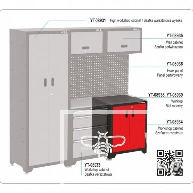 Dirbtuvės baldų komplektas YATO YT-09830 | MINI | STANDART | MAXI | 5-7 elementai | metalas 4