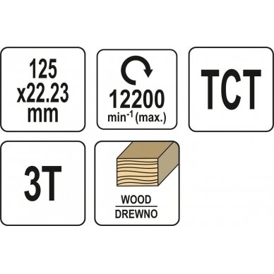 Diskas medžiui | 125 mm / 22 / 3T (YT-60470) 1