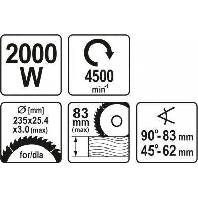 Diskinis pjūklas | 2000W | 235 mm (YT-82153) 6
