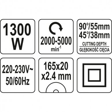 Diskinis pjūklas YATO YT-82168 | 1300W | 165MM 3