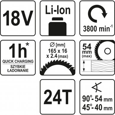 Diskinis pjūklas YATO YT-82811 | Li-ion | 18V | 165MM | be akumuliatoriaus 3