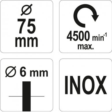 Diskinis šepetys su kotu | nerūdijantis plienas | INOX | 75 mm (YT-47568) 3