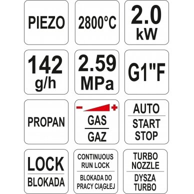 Dujinis rankinis degiklis turbo (YT-36715) 8