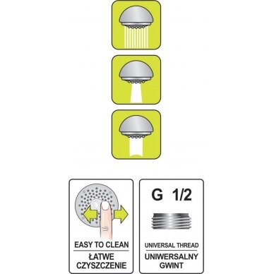 Dušo galvutė 3-jų funkcijų, chromuota, "Tugela" (75629) 2