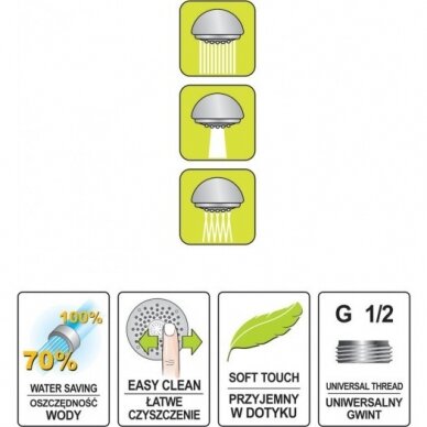 Dušo galvutė 3-jų funkcijų, žalia "Salto green" (75620) 3