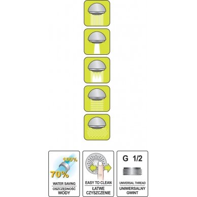 Dušo galvutė 5 funkcijų, chromuota, "Detifos" (75625) 3