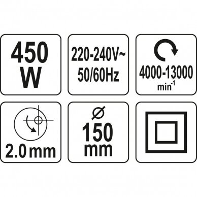 Ekscentrinis šlifuoklis YATO YT-82207 | 450W | 150MM 3