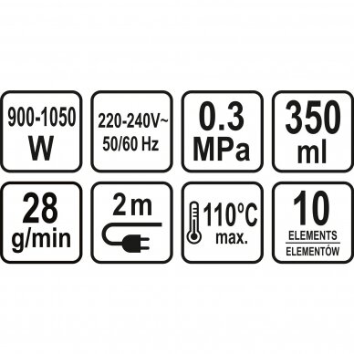 Elektrinis garo valytuvas LUND 67200 | 900-1050W | 110°C | 350ML 10