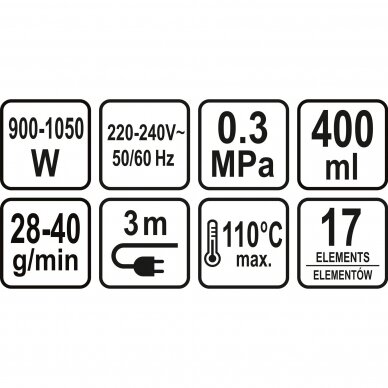 Elektrinis garo valytuvas LUND 67201 | 900-1050W | 110°C | 400ML 11