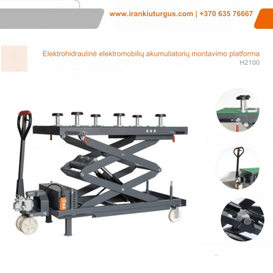 Elektrohidraulinė elektromobilių akumuliatorių montavimo platforma H2100 | 750 W | 1500x800 mm | 500-1850 mm | 1.5 t | CE 7