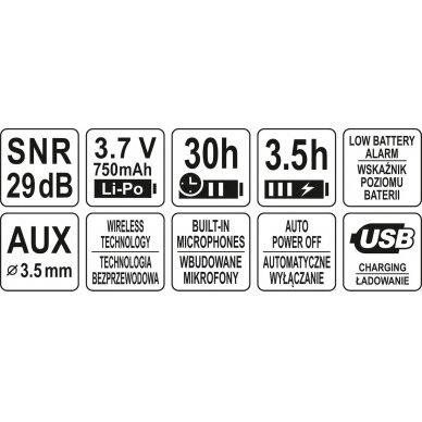 Elektroninės triukšmo ausinės su belaidžio ryšio moduliu naudojant „Bluetooth“ (YT-74626) 4