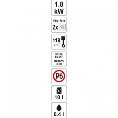 Elektros generatorius YATO YT-85482 | 2000W | 119CM3 | inverterinis 1