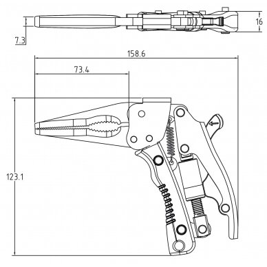 Fiksuojamos replės | pistoleto tipo | ilgu snapu | 170 mm (7312) 4
