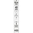 Freza/grąžtas metalui | HSS | Hex 6,3 mm (1/4") | Ø 10.4 mm (YT-44723) 3