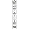 Freza/grąžtas metalui | HSS | Hex 6,3 mm (1/4") | Ø 20.5 mm (YT-44726) 3