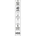 Freza/grąžtas metalui | HSS | Hex 6,3 mm (1/4") | Ø 6.3 mm (YT-44721) 3
