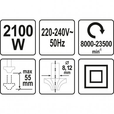 Frezavimo mašina YATO YT-82380 | 2100W | Ø8-12MM 2