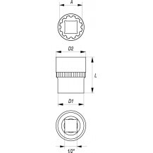 Galvutė 1/2", daugiafunkcinė 12 mm (YT-1464) 1