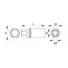 Galvutė žvakėms 3/8", 16 mm (YT-3851)