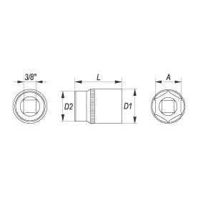 Galvutė šešiakampė | 10 mm (3/8") | 12 mm (YT-3807) 3