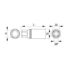 Galvutė žvakėms 3/8", 16 mm (YT-3851) 1