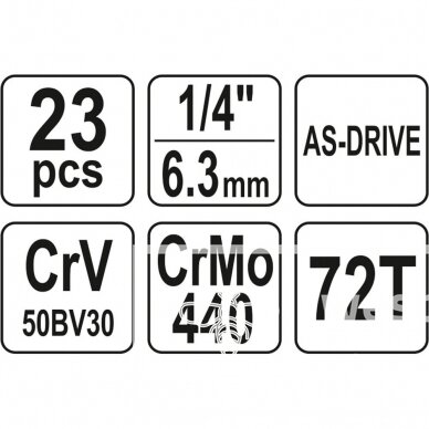 Galvučių ir raktų rinkinys YATO YT-14451 | 23VNT. 4