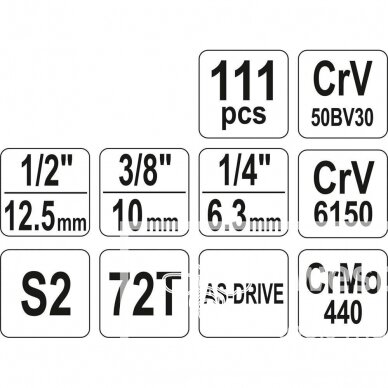 Galvučių ir raktų rinkinys YATO YT-38831 | 111VNT. 3