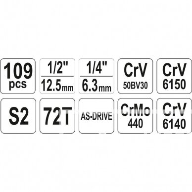 Įrankių rinkinys YATO YT-38891 | 109VNT. 4