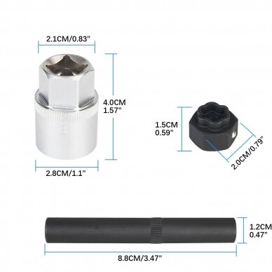 Galvučių rinkinys ratų varžtų užraktams [slapukams] H4034 | su 1/2" adapteriu ir išmušikliu | BMW | 22 vnt. 10