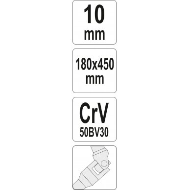 Galvutė šarnyrinė su T rankena 450mm | 10 mm (YT-15275) 2