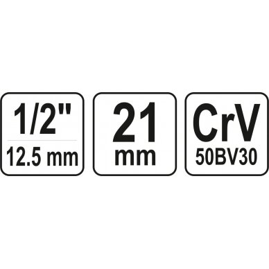 Galvutė žvakėms šešiakampė | 12,5 mm (1/2") | 21 mm (YT-12541) 2