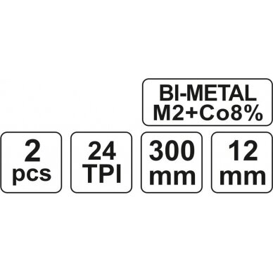 Geležtės metalui | bi-metal / cobalt | 300 mm | 2 vnt. (YT-3462) 2