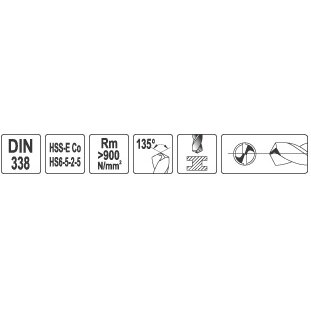 Grąžtas metalui HSS-Cobalt 5.0 mm (YT-4050) 4