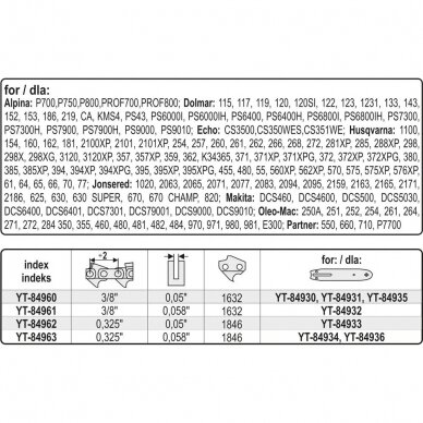 Grandininio pjūklo grandinė YATO YT-84961 | 3/8" | .058" | 1632 grandys 5
