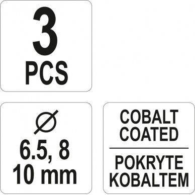 Grąžtai kontaktiniams taškams nugręžti | HSS Cobalt | 3 vnt. (YT-28921) 5