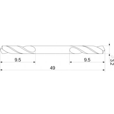 Grąžtas metalui | HSS | dvipusis | 3,2 mm (YT-40011) 3